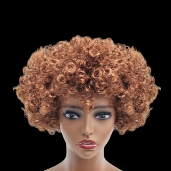 Fluffy Afro light brown NIB Unisex 10 in wig - Picture 2 of 5